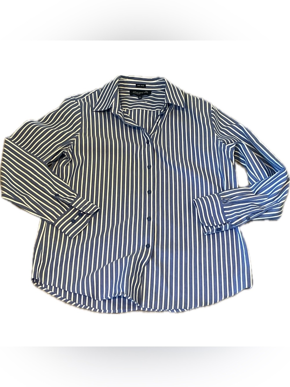 Jones New York Easy-Care Blue and White Striped Dress Shirt- Non iron